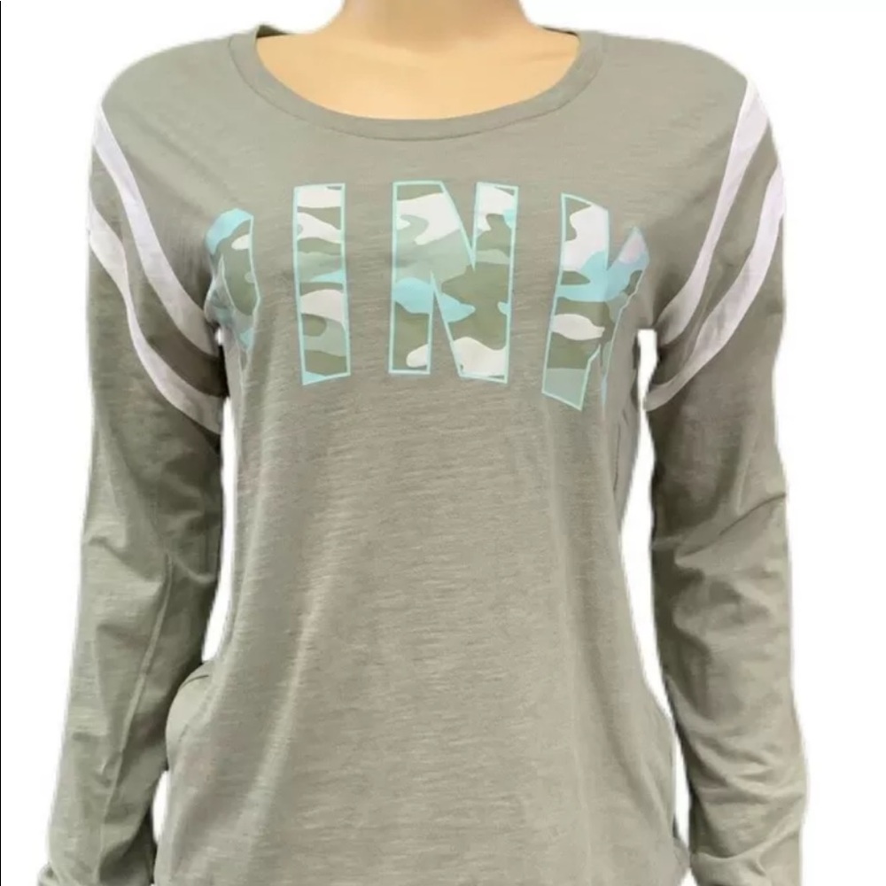 NWT VICTORIA’S SECRET PINK GREEN CAMO TOP SIZE S